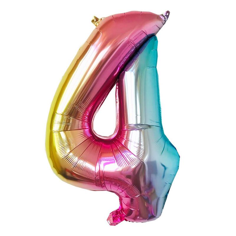 32-inch Gradient Gold/Silver/Rose Gold Number Foil Balloon (US Version)