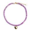 Gold Color Stainless Steel Puffy Love Heart Pendant Necklace Women Colorful Natural Stone Choker Summer Stackable Beach Jewelry