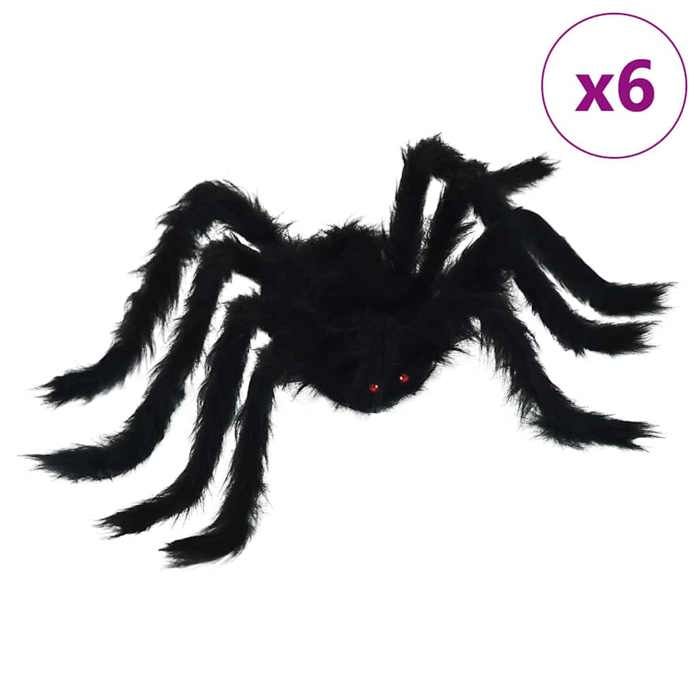VidaXL Décoration Araignée Halloween 6 pcs Noir 75 cm, Déco Halloween, agencement effrayant pour le salon 42020053