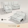 Corner Sofa Bed Linen Effect with Hidden Storage Compartment, 192x148x86 Cm, Cream White