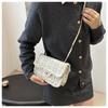 Women's Tweed Chain Small Square Bag Fashionable Single Shoulder Crossbody Bag Vintage Minimalist Handbag