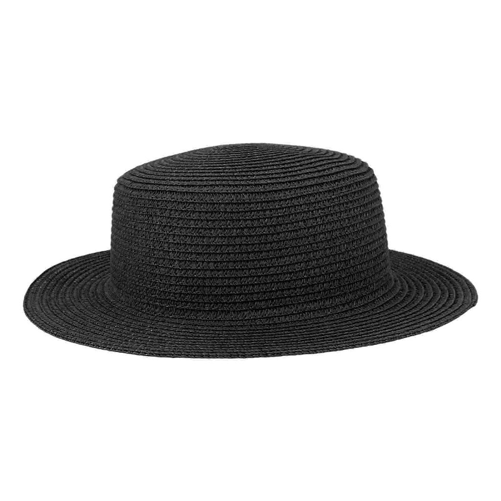 Männer Frauen Strohhut Reise Strand Sonnenschutz Hut Sommer Breitkrempiger Strohhut UPF 50+ Schwarz