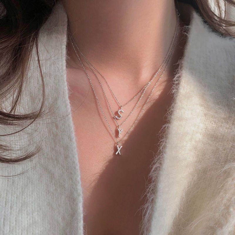 Moda Brillante A-Z Colgante de Letra Amuleto Collar 26 Inicial Alfabeto Nombre Cadena Clavícula Joyería de Fiesta Regalo
