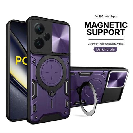 Slide Camera Magnetic Case For Poco F6 X6 X5 Pro 5G X4 GT X3 NFC Coque For Poco F5 M6 M4 Pro M5S Armor Ring Holder For Magsafe