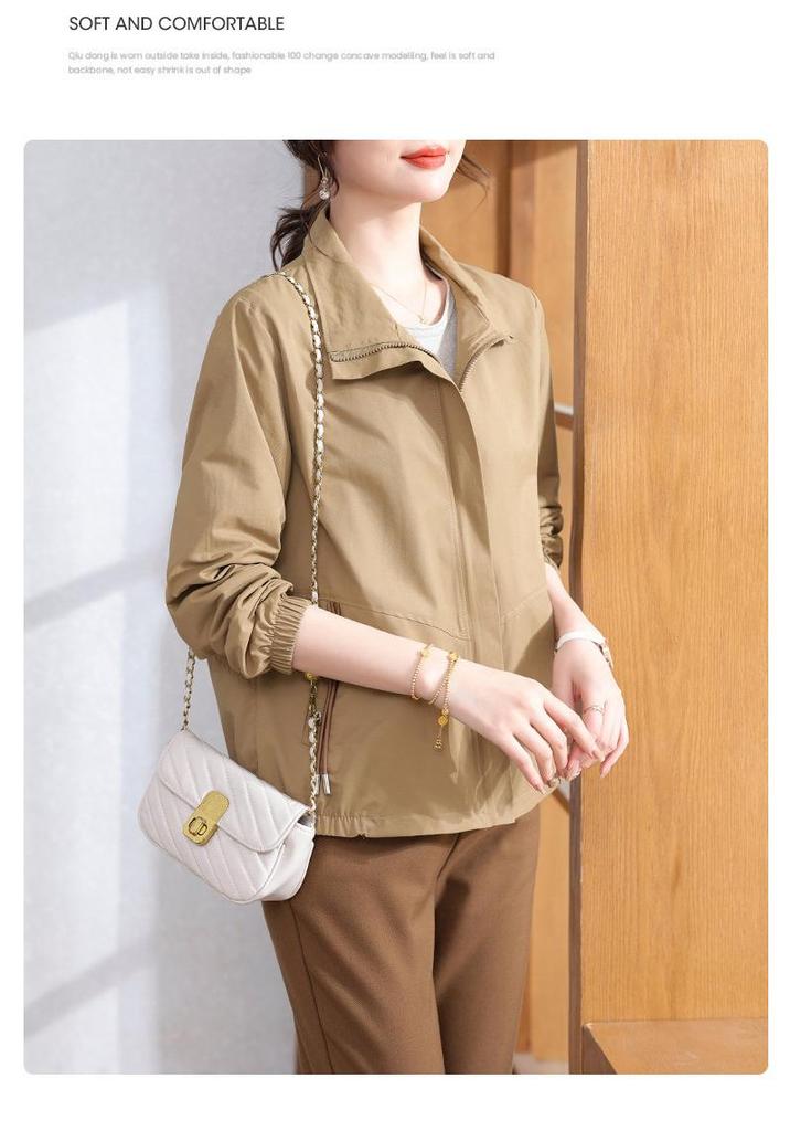 Spring 2026 Fashion Trench Coat for Middle-Aged and Elderly Women - Elegant Short Jacket for Mother's Day