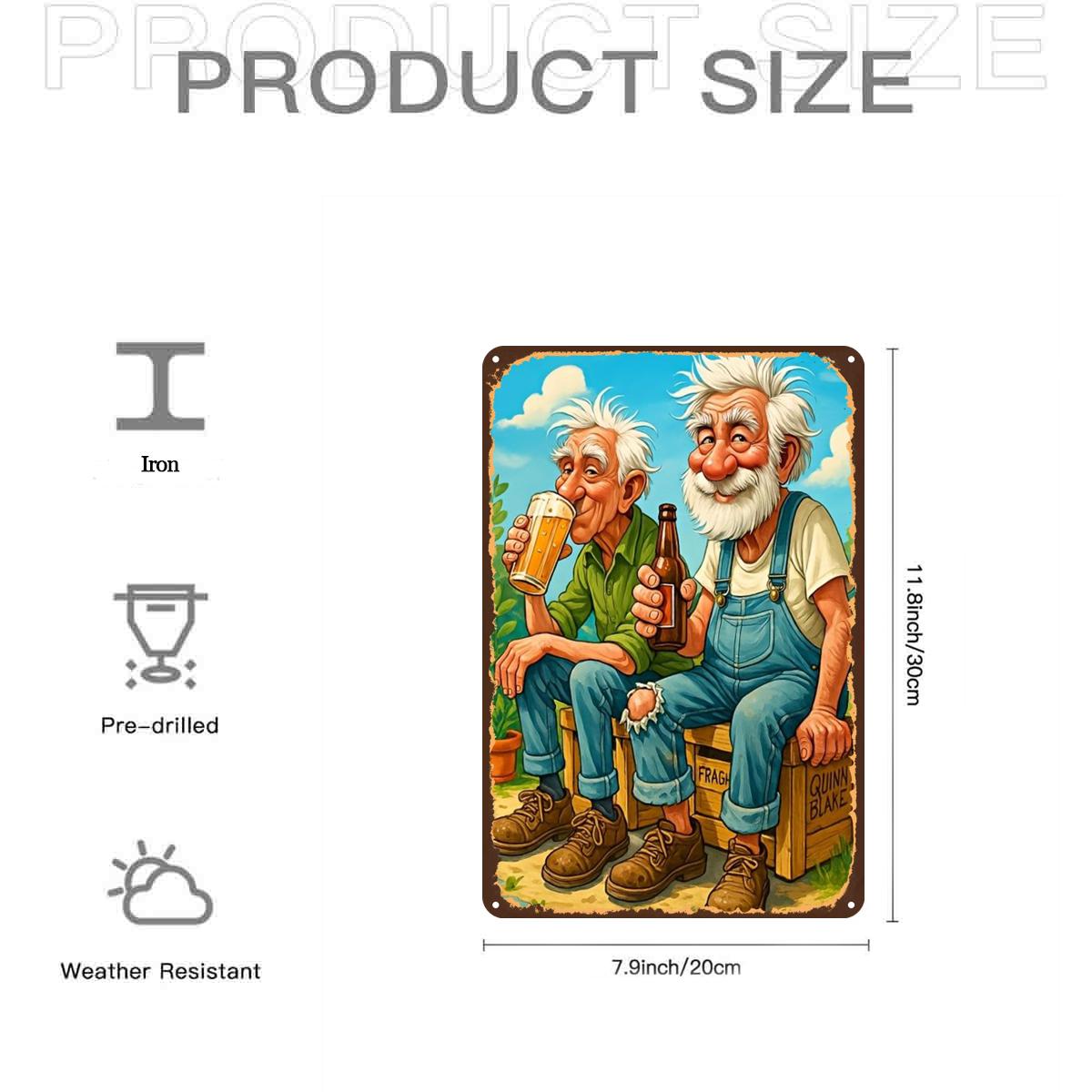 

Lustiger Alter Mann Bier Eisen Decorative Sign xin D Flach Bar Wandkunst Retro Kneipe Deko Geschenk fr Bierliebhaber 20x30cm（7.8x11.8inch）
