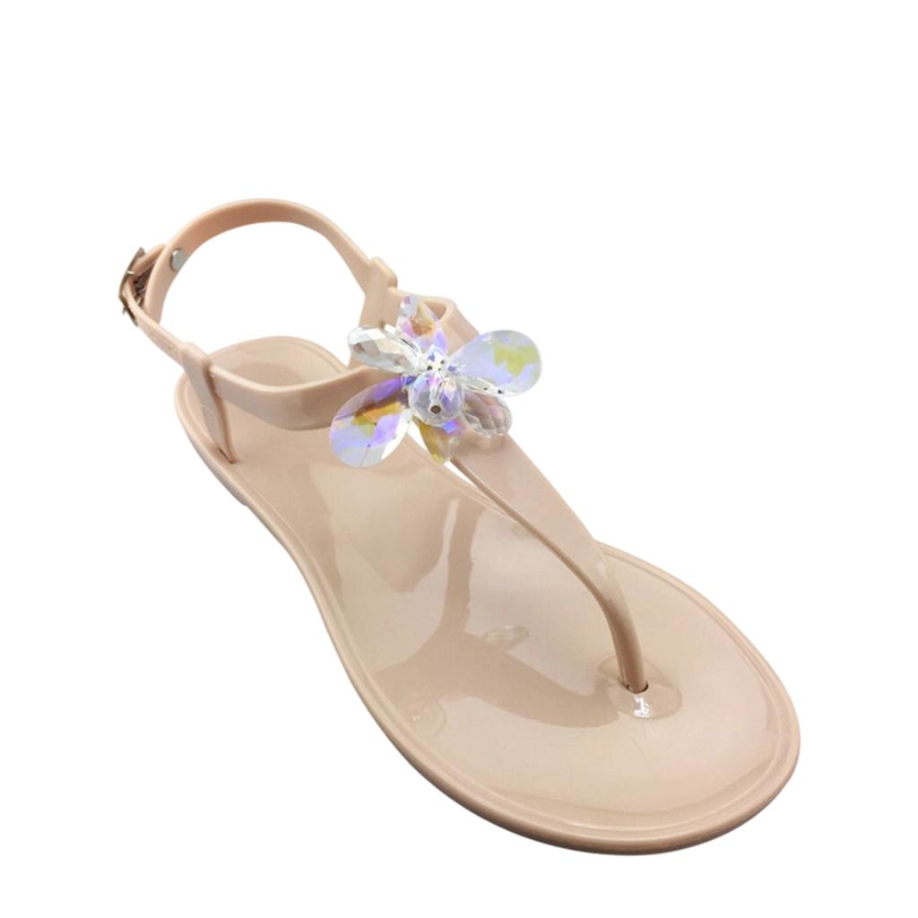 Sandali estivi da donna in PVC multicolore con strass, tipo gelatina