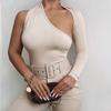 Streetwear Bodysuit For Women With Asymmetric Design And Stretch Fabric For Fall Fashion