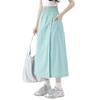 Women Cargo Pants Elastic High Waist Wide-Leg Skirt Pants with Pockets Solid Color Summer Thin Leisure Trousers