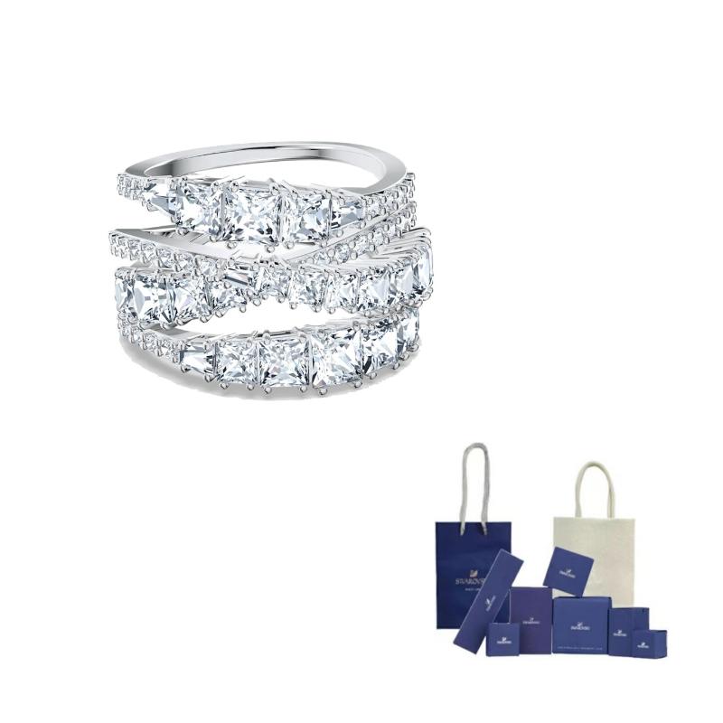 Swarovski Twist Wrap crystal-embellished ring 58-Original Brand Box And Bag