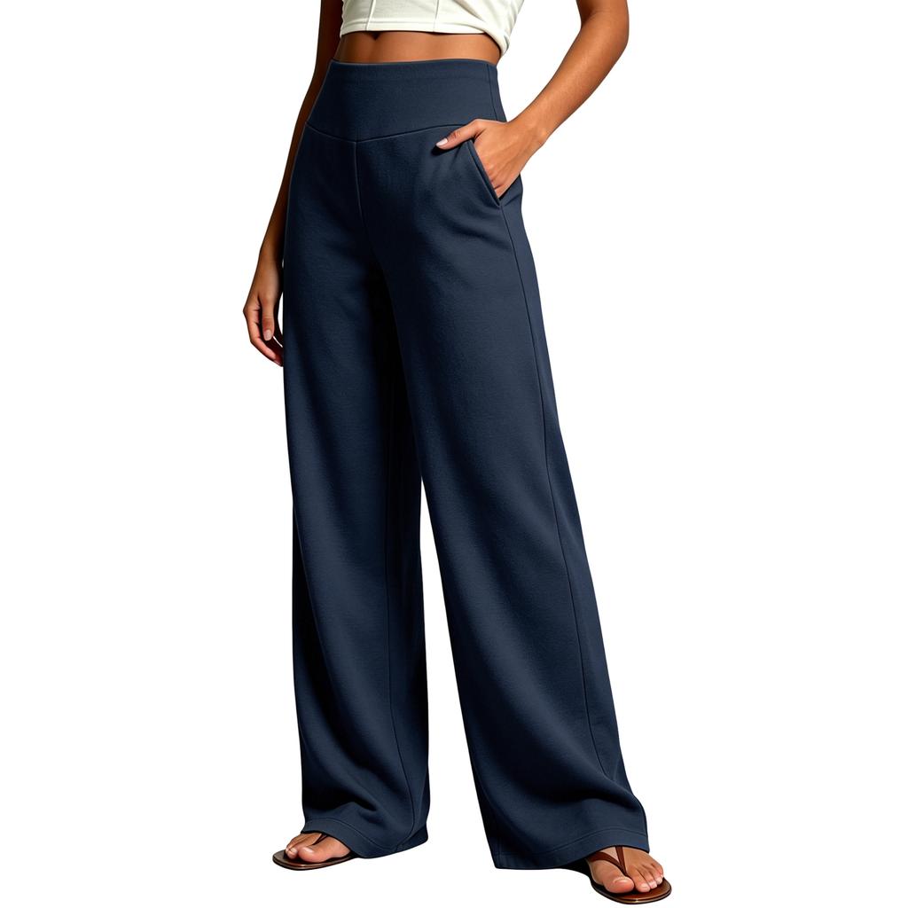 Women Wide Leg Sweatpants High Waist Lounge Pants Loose Fit Casual Long Trousers with Pockets for Everyday Wear