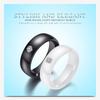6MM Black & White Ceramic Single Diamond Ring - Trendy Couple's Fashion