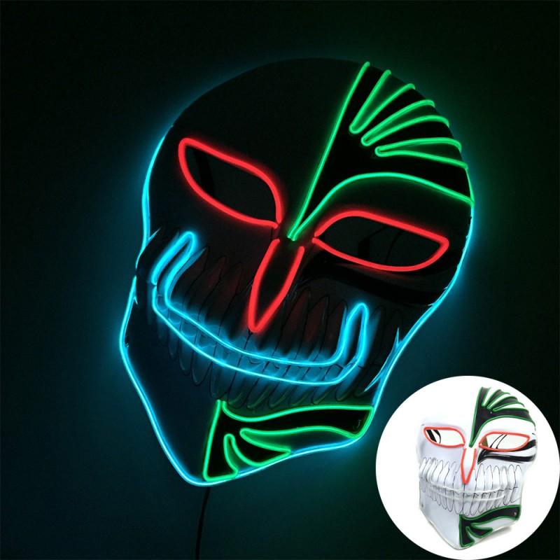 Halloween Grim Reaper Mask Multicolor LED Light Up Scary Ghost Face Adult Party Cosplay