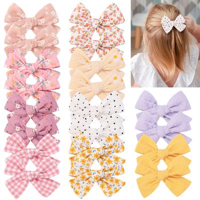 2 Stück/Los Handgefertigter Druck Haarschleifen Haarspange für Babymädchen Lieblicher Kord Sichere Haarspangen Haarspangen Kinder Haarschmuck