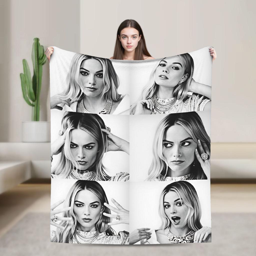 Warm Soft Blanket Picnic Margot Robbie Bedding Throws Funny Bedspread For Bedroom