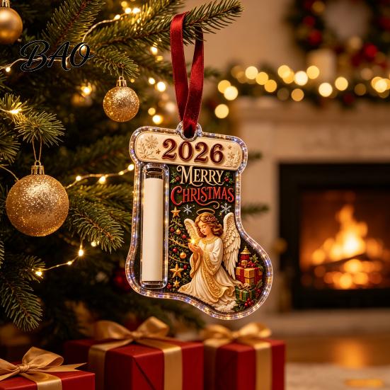 Holiday Cash Gift Card Ornament Stocking Shaped Christmas Ornament, Acrylic Money Holder Hanging Personalized Keepsake for Friends Decor, Xmas