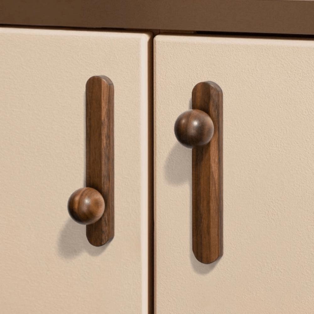 New Nordic Style Cabinet Handles Round Shape Walnut Wood Drawer Pulls 96mm Eco-Friendly Wardrobe Handles Home Decor