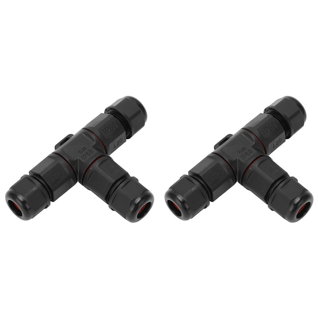 2 Pcs Tee Wire Connectors IP68 Waterproof 2 Pin 3 Pin T Shape Electrical Terminal Adapter for