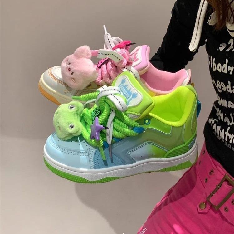 Mandarin Duck Color Jelly Skateboard Shoes 2025 Winter Niche Ins Versatile Casual Cartoon Dopamine Shoes Couple Shoes