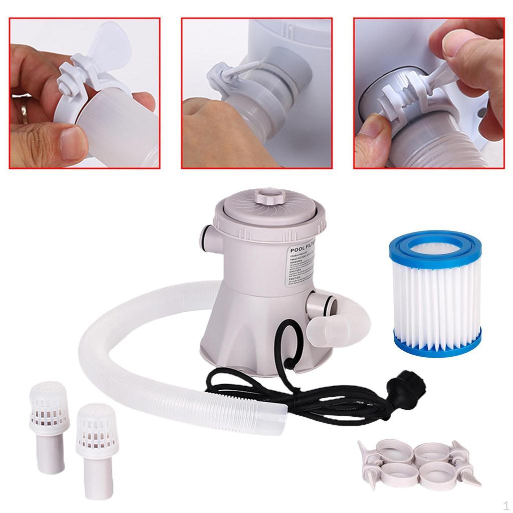 Pompe de filtration pour piscine hors sol 20W 300GPH avec accessoires, prise US