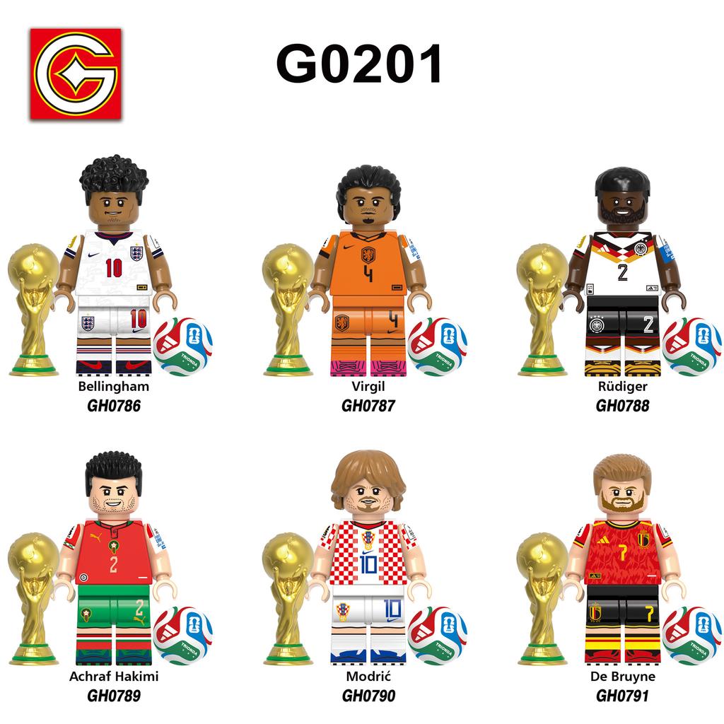 G0200-0201 Giocatore di Calcio Blocchi da Costruzione Figura Modello Action Figure Giocattolo da Assemblare Decorazione Ciondolo Insaccato