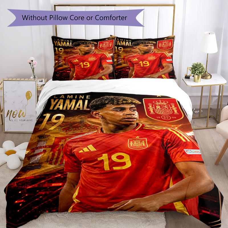 Lamine Yamal Spanish Football Player Bedding Set,Premium Bed Linen for Bedroom Home Decoration,Perfect Collectible Gift for Messi Fans,Easy Care Duvet