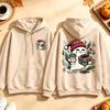 Cute Ghost Coffee Christmas Sweatshirt Santa Hat Gift Graphic Pullover Spooky Xmas Casual Loose Tops Men Hoodies Women