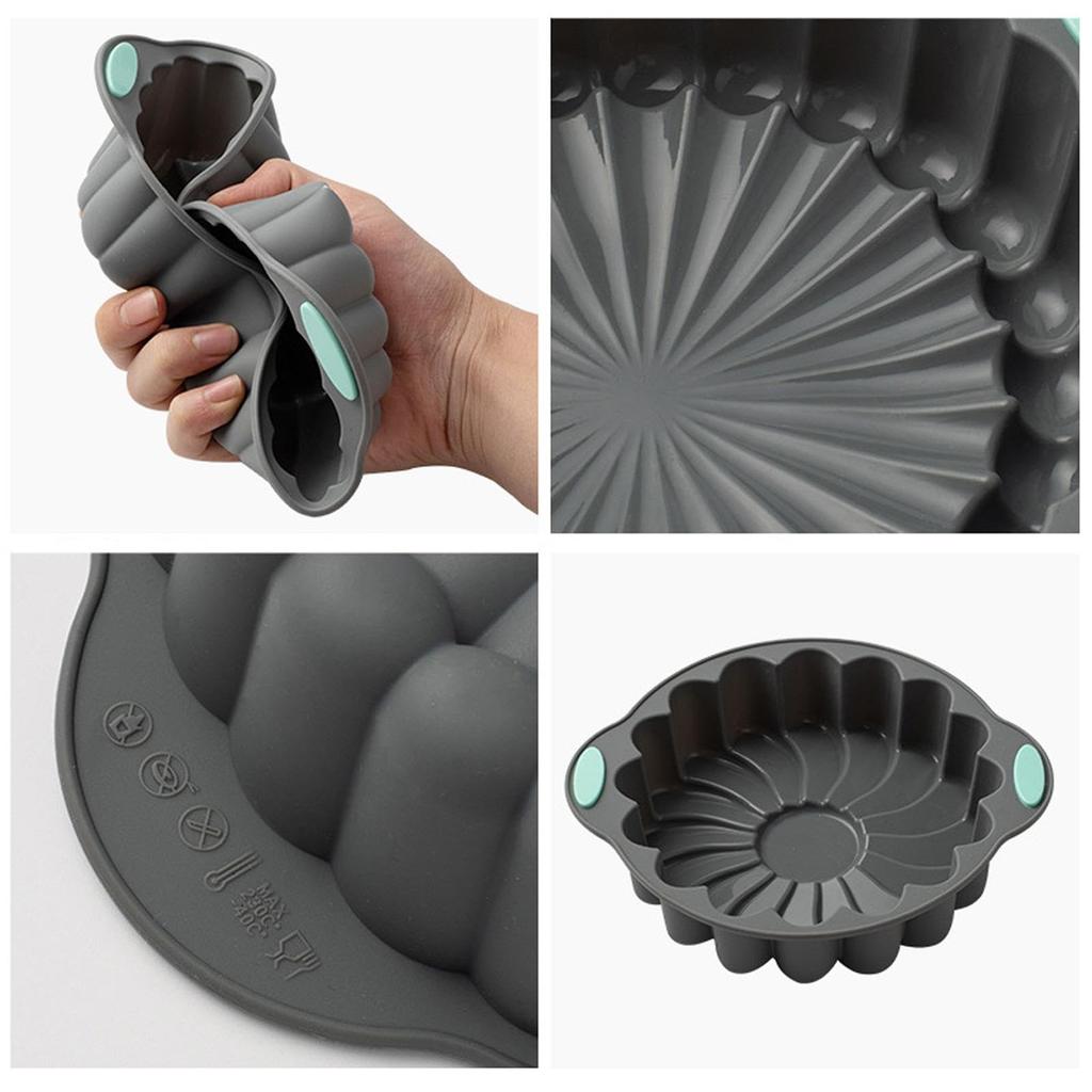 Fluted Cake Pan - Silicone Mold Portable Baking Mold Cake Pan Large Cake Baking Pans for Valentine's Day Birthdays & Holidays