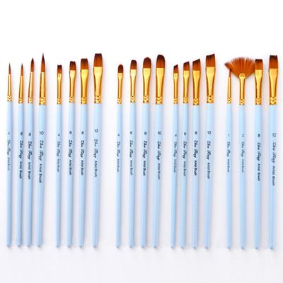 4Pcs Pointed Flat Round Tip Wooden Drawing Brushes Watercolor Oil Painting