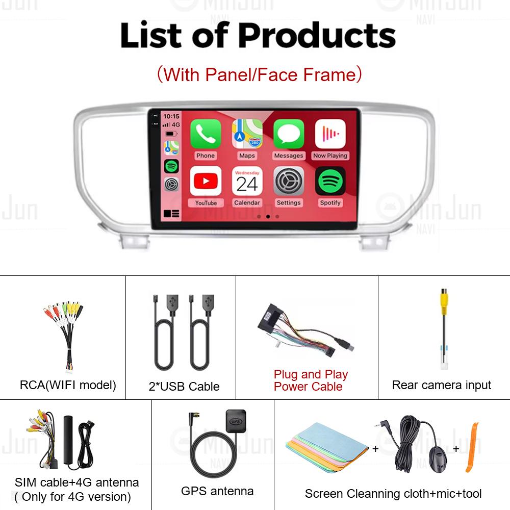 For Kia Sportage 4 QL 2018 - 2022 Android 14 Wireless Carplay Car Radio Navigation GPS Multimedia Player Stereo wifi+4G Auto BT