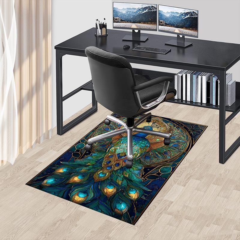 1PC Peacock Stained Glass Extra Large Non Slip Floor carpet, Office, family, Studio   Large Area Rug Indoor Rugs, Bold Statement Piece