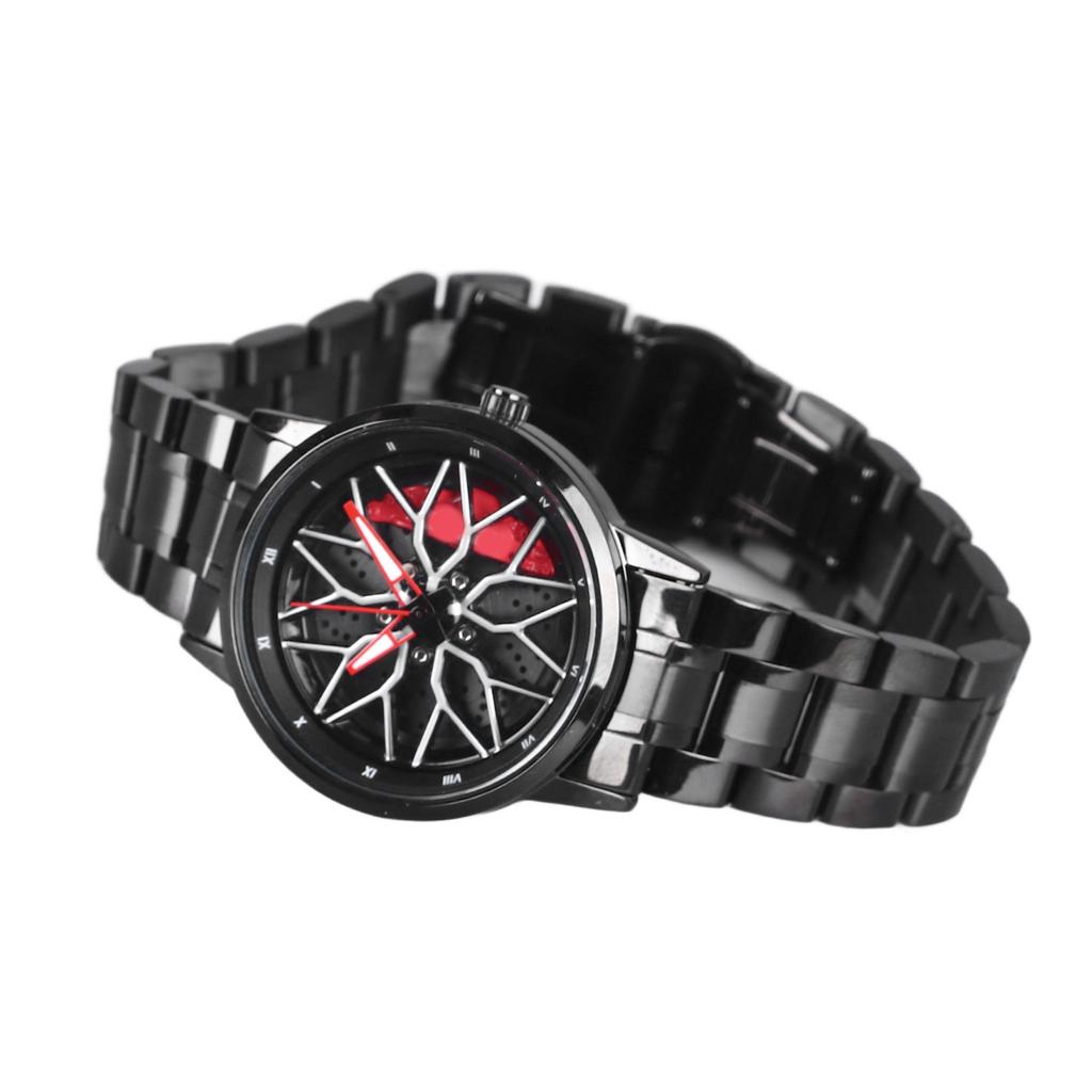 Car Wheel Watch Japanese Quartz Movement 30M Waterproof Rotating Racing Car Inspired Wrist Watch