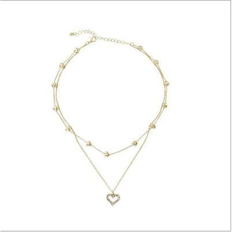 

1 Pcs Super Fairy Girl Clavicle Chain Necklace Japanese And Korean Personality Double Love Full Diamond Necklace Female