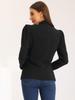 Allegra K Women's Suit Blazer Jacket, Work/Office/Casual, Open Front, Puff Sleeves, Commuter Coat, Black, Size L