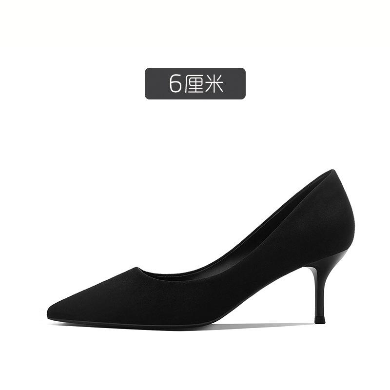 5CM/6CM/7CM/8CM High Quality Stiletto Heels Pumps Women Office Flock Pointed Toe Thin Heel Party Shoes Fashion Woman Shoes