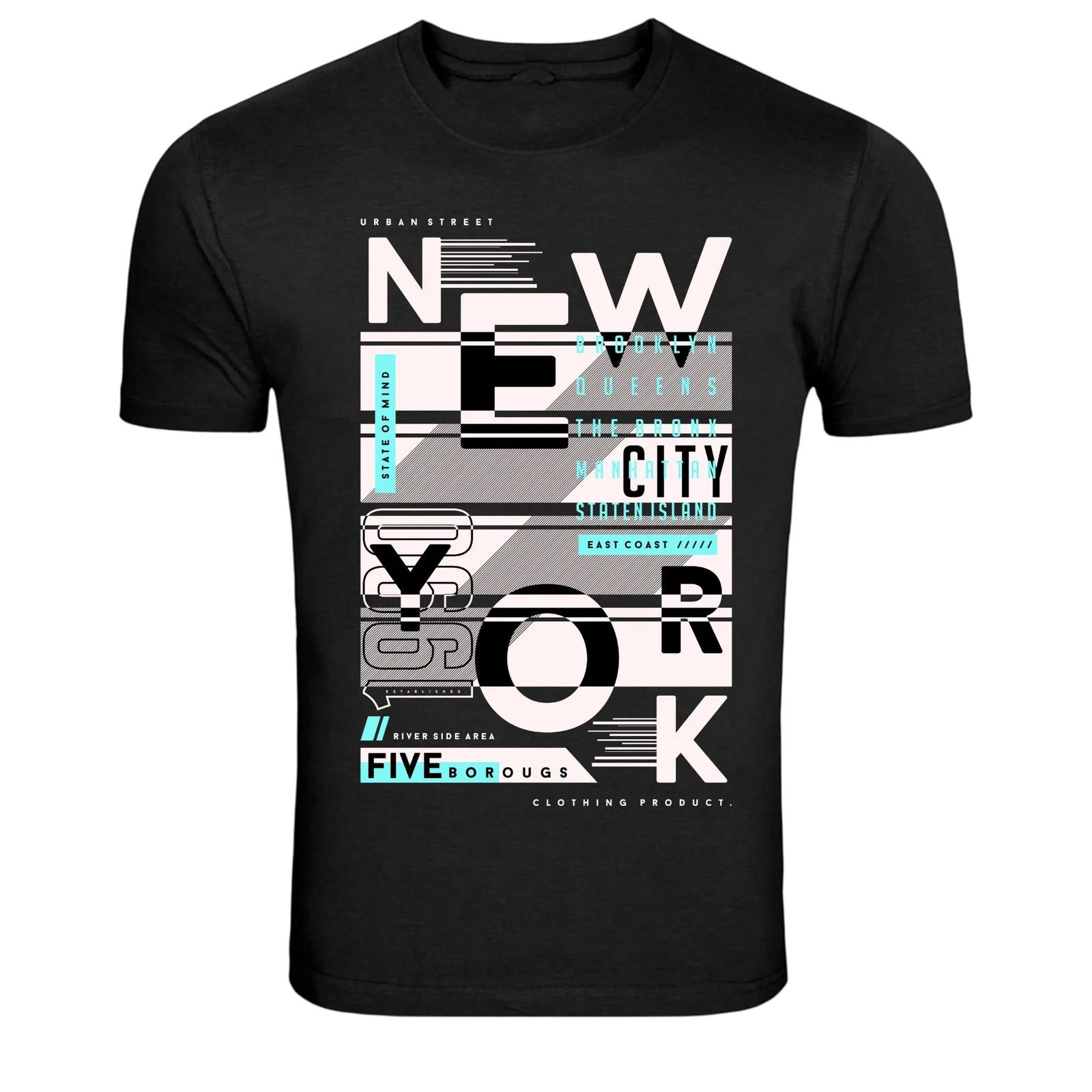 New York Five Boroughs Urban Street Typography Graphic T-Shirt S