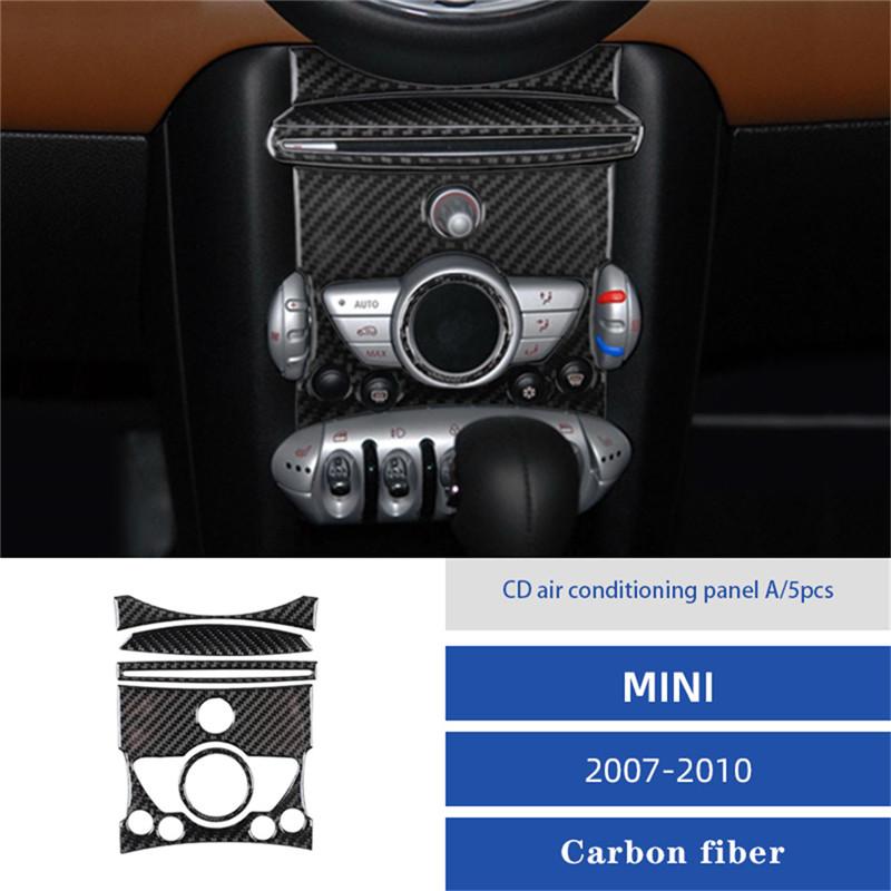 Carbon Fiber Car Central Handbrake Gear Shift Panel Trim Cover Stickers For BMW MINI Cooper R55 R56 R57 2007-2010 Accessories