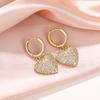 Zircon-Inlaid Love Peach Heart Earrings For Women, Fashionable Temperament Yellow-Gold Jewelry, Popular Daily Elegance