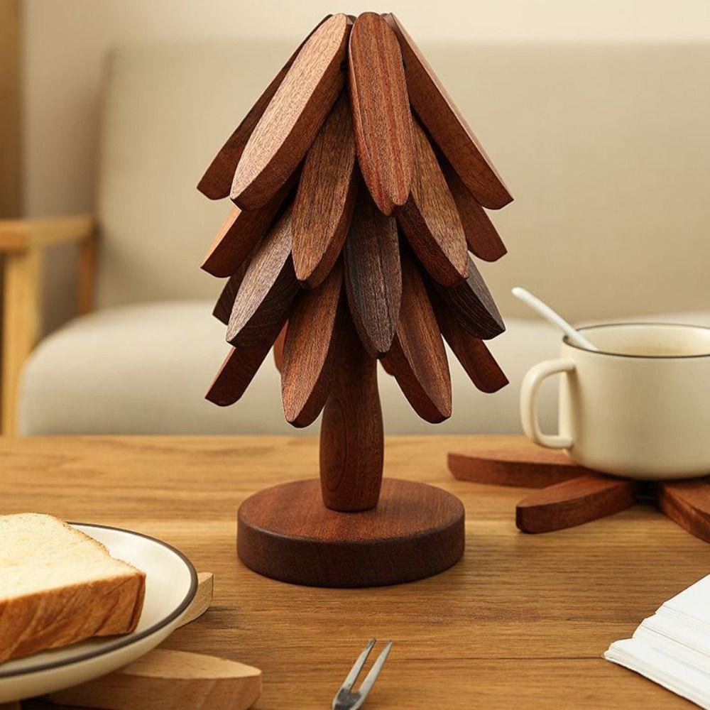 Anti Scald Wooden Trivets Foldable Heat Resistant Coasters Insulation Pads  Decorative Ornaments
