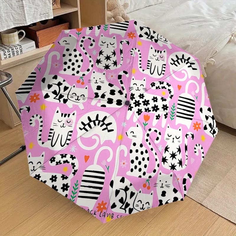 

1pc Cat Pattern Automatic Folding Umbrella, 8 Ribs Iron Frame, Suitable for Outdoor Travel and Daily Use yy251120181