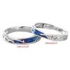 2 Pcs Sea Blue Meteoric Star Couple Rings Wedding Bands Adjustable for Him & Her