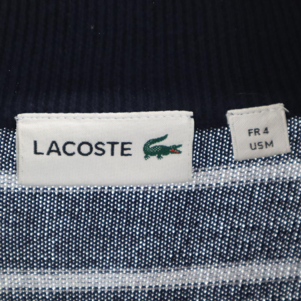 LACOSTE Border Pattern Long sleeve knit Zip jacket M Navy Men's Used