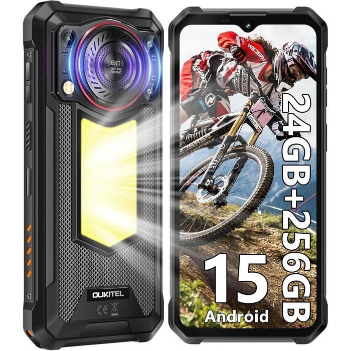 Smartphone Robusto OUKITEL WP53 Pro 24GB+256GB/1TB 6.52'' Android 15 50MP Altoparlante 128dB Telefono Cellulare Dual SIM/NFC Nero