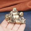 Vintage Brass Maitreya Desktop Ornament Big Belly Laughing Bronze Sculpture Buddha Statue Craft Antique Old Copper