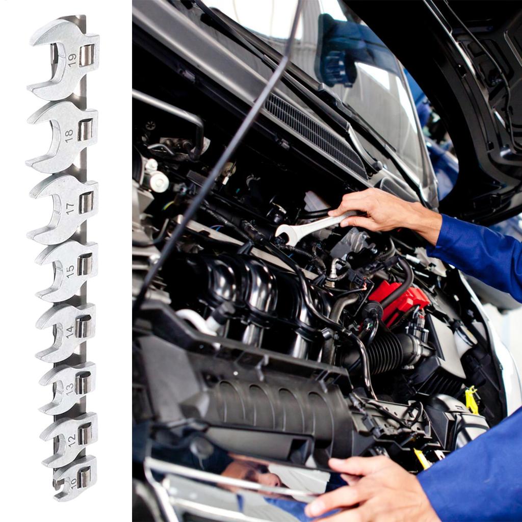 Automobil Schraubenschlüssel 9-teiliges Auto Ratschenschlüssel Set Ölleitung Schraubenschlüssel Werkzeuge für Fahrer Mechaniker Arbeit Reise Haushalt Reparatur