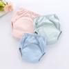 Rib children's waterproof learning pants four-layer gauze infant training pants breathable washable cloth diapers baby diapers green 80 yards