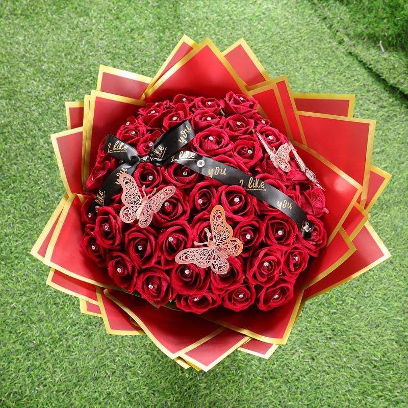 20 Sheets Gilt Edge Wrapping Paper Flowers Gift Wrapping Material Korean Style Birthday Wedding Florist DIY Wrapping Paper