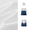 Semir Women's Summer Letter Tee & Denim Suspender Set