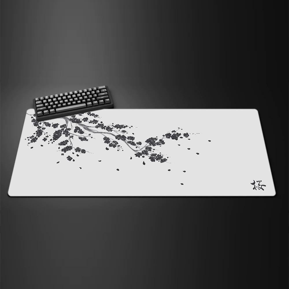 Black Sakura Gaming Mouse Pad Kawaii Purple Desk Mat Large Office Carpet Accessories Cherry Blossom Mousepad Gamer Computer Mats