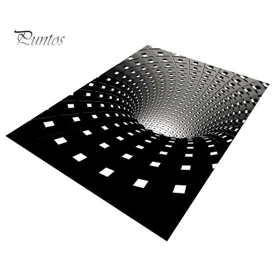 Decorative Floor Mat 3D Vortex Optical Illusion Rug Vision Vertigo Area Realistic Black And White Doormat Non-Slip for Living Room Bedroom Entrance